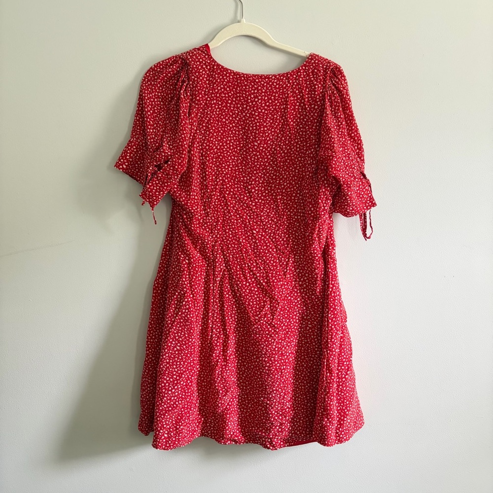 MADEWELL RED SILK BUTTON FRONT MINI DRESS - Picture 7 of 8
